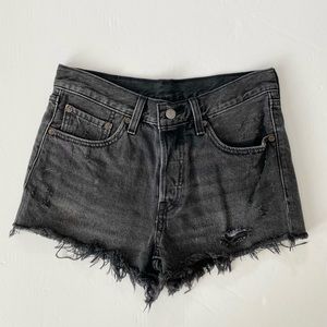 Black Levi’s 501 Denim Jean Cut Off Shorts - 26”